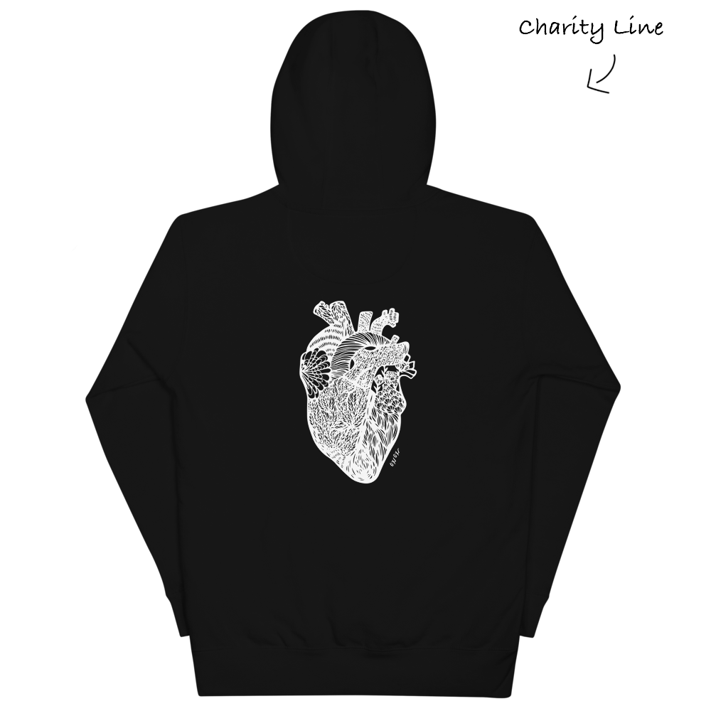 Paper Cut Heart  Women's Black Hoodie