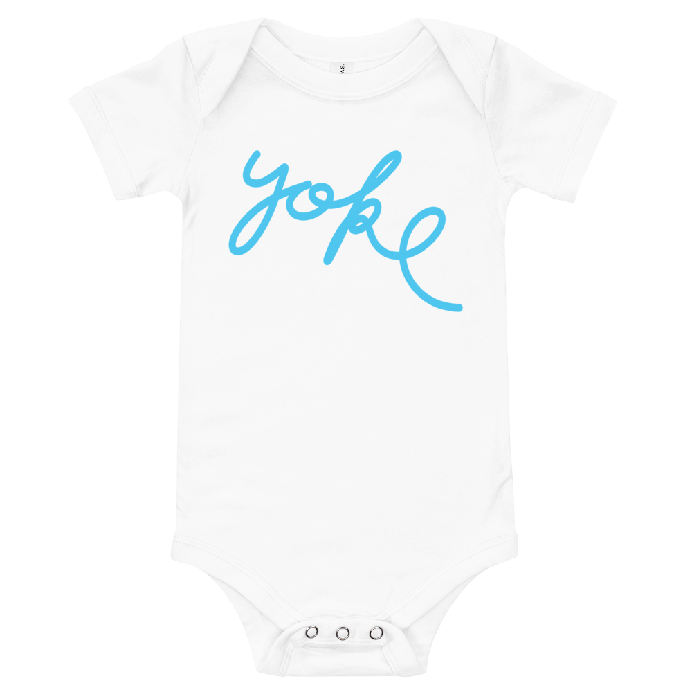 Yoke Script Baby Onesie (Blue)