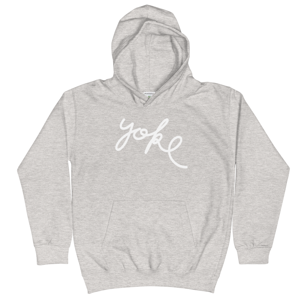 Yoke Script Kids Grey Hoodie