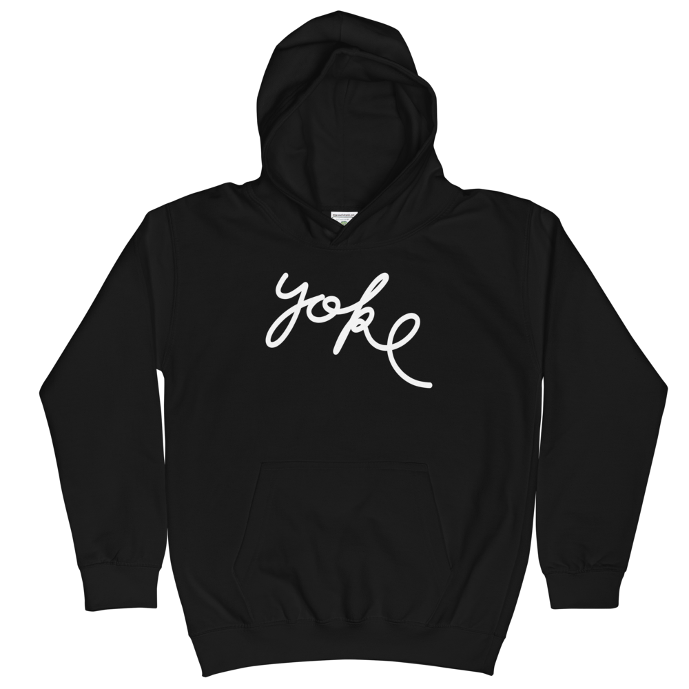 Yoke Script Kids Black Hoodie