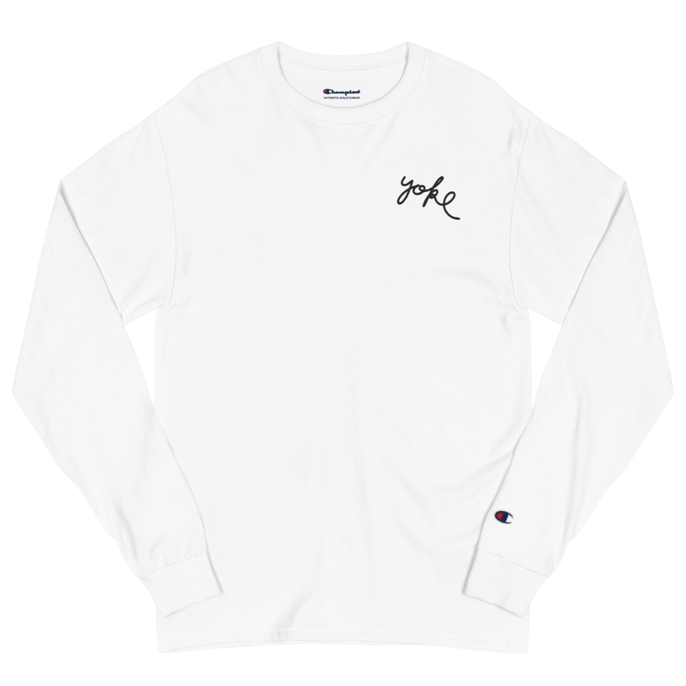 Men's Yoke Script Champion Long Sleeve Shirt