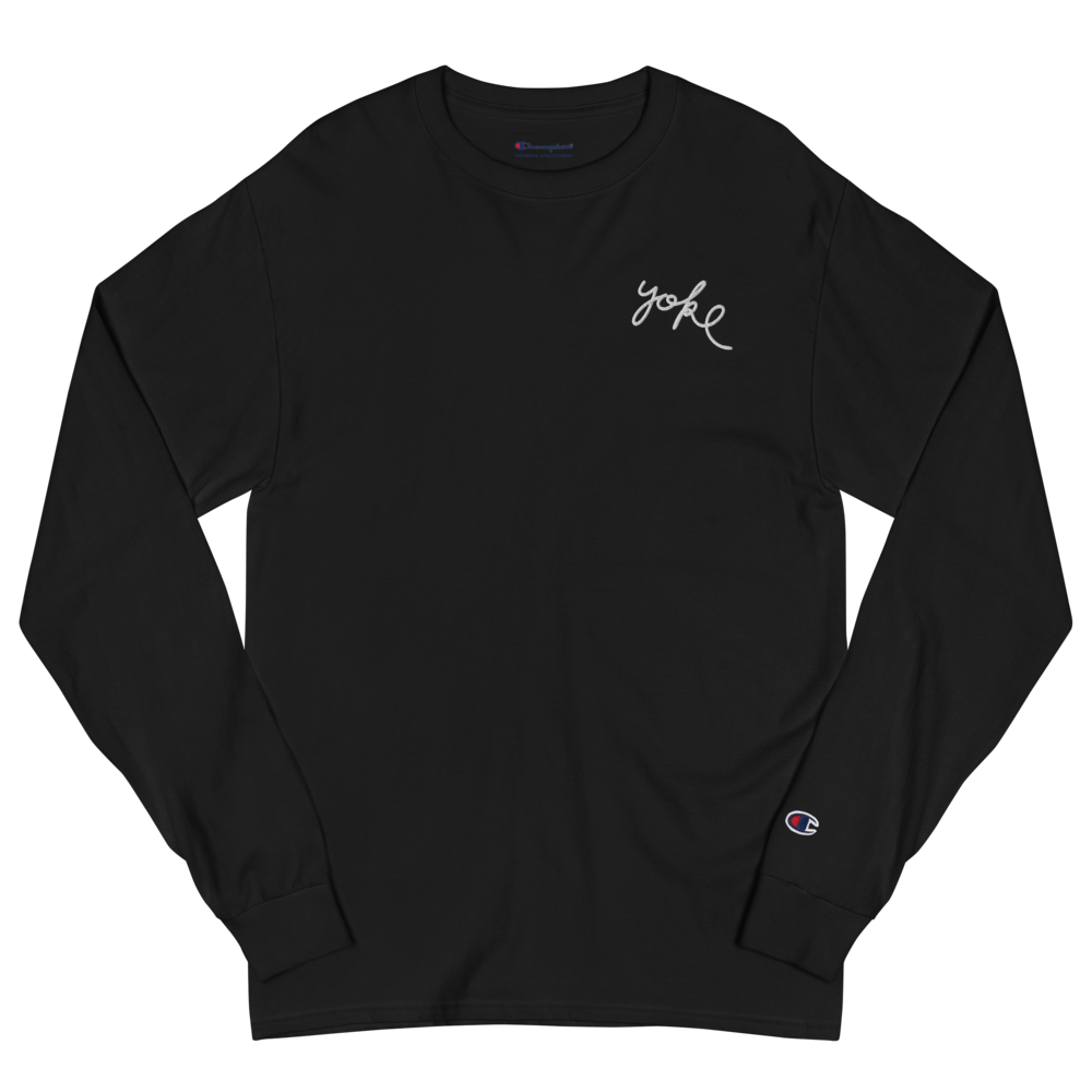 Men's Yoke Script Champion Long Sleeve Shirt